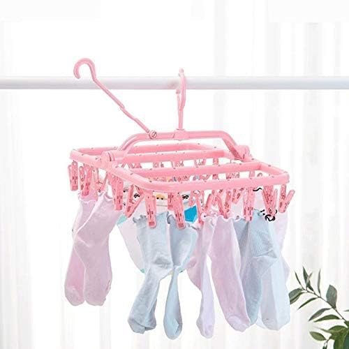 Lepsjgc 32 clipes de roupas dobráveis ​​meias de secador de meias portáteis cabide de pano rack roupas de secagem portador de rack de plataforma plástico rack de secagem