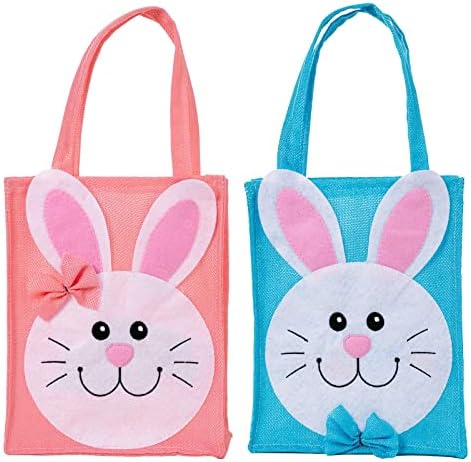 Kokiya Cartoon Rabbit Saco de presente de Páscoa, bolsa durável com alças bolsas portáteis de bolso para a decoração Favor