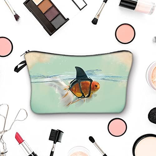 Doguiei Goldfish 3D Allover impresso bolsa de maquiagem com zíper sacos de cosméticos engraçados para mulheres com