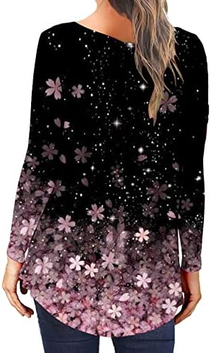 Crewneck Top Womens Fall Summer Manga longa 2023 Roupas Moda de algodão Gráfico de blusa de brunch plissada para mulheres
