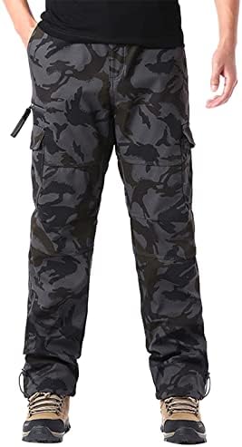Miashui comércio justo calças masculinas moda moda casual zíper de bolso de bolso de calça de carga masculina de cargo para homens