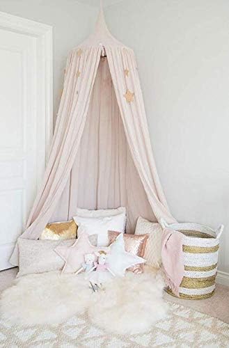 Princess Bed Canopy Net para crianças berço de bebê, cúpula redonda crianças castelo ao ar livre, tenda pendurada decoração de casa lendo altura de algodão altura de algodão 240cm / 94,9 polegadas