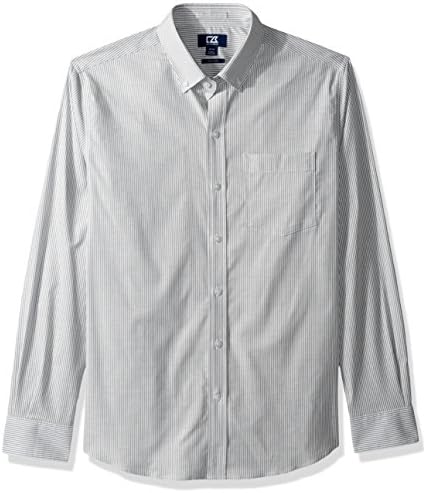 Cutter & Buck Men's Easy Cuidado Easy Stretch Oxford Stripe Button Down Shirt