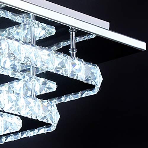 Luz de teto de cristal de cristal Finktonnn, lâmpada de cristal de teto aço inoxidável K9 Modern Flush Mount luz