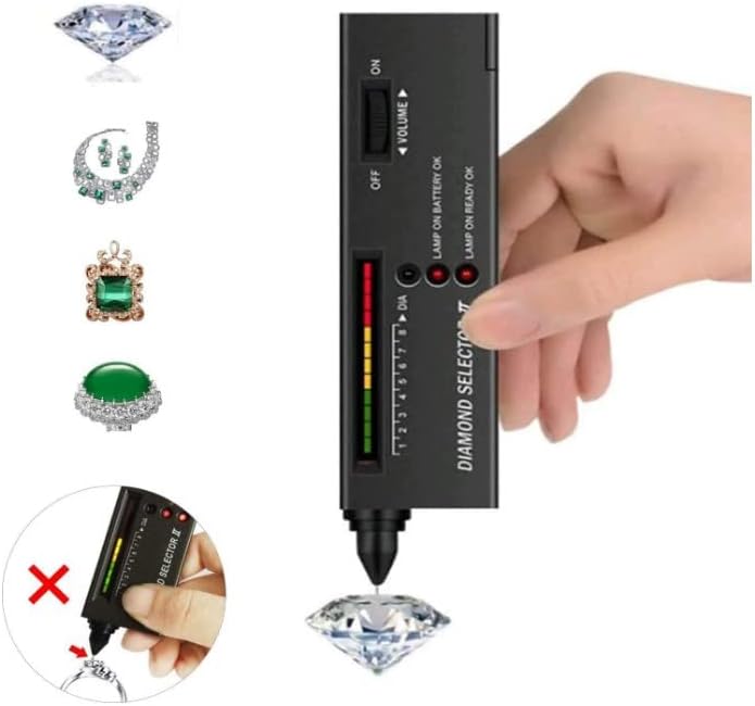 Pen do testador de diamantes, joalheria testador de diamantes Moissanite Tester Testing Portable Tool para iniciantes e especialistas usados ​​em industrial 6,30 x 1,57 x 0,83 polegadas