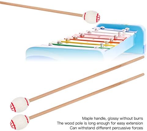 Marimba Mallets portátil Maple Handle Ball Sticks de bola de lã Acessórios de reprodução de percussão 1 par