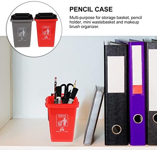 Patkaw 2pcs mini calçada lixo de lixo pode canetar portador de caneta de tamanho minúsculo reciclagem pode lápis copo brinqued