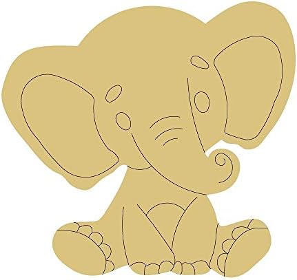 Design de elefantes por linhas recortes de madeira inacabada Animal Kids Sala Danger MDF Shape Canvas Style 6 Art 2