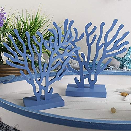 N/A Coral Coral Mediterrâneo Coral de madeira de três peças Decoração de desktop Ornamentos de madeira artesanato doméstico