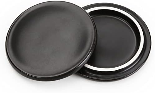 Tamas de caneca de café em cerâmica preta Mugkiss, 2 peças, tampa de cerâmica preta para caneca de 11 onças, capa de caneca para
