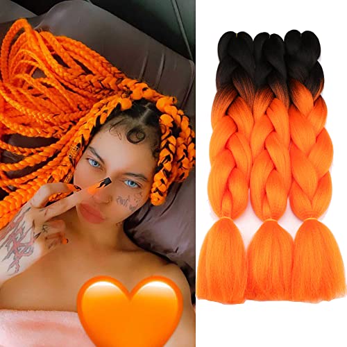 Jumbo Braiding Hair Acesso ombre cor laranja Halloween estilo de Natal 3Pakcs Balas de caixa sintéticas Extensão de cabelo