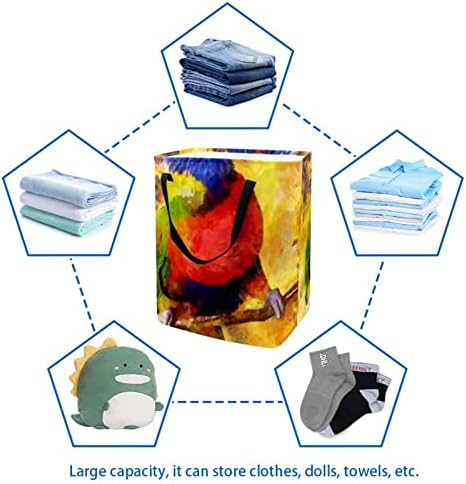 Arco -íris lorikeet papagaio de pássaro estampar cesto de roupa dobrável, cestas de lavanderia à prova d'água de 60l