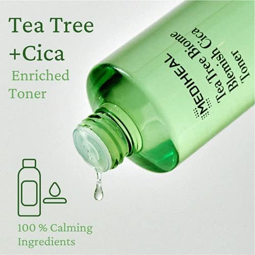Mediheal Tea Tree Biome Blemish Cica Toner 10.8oz | Toner de rosto para acne, fuga, esfoliação suave e suave, se livra