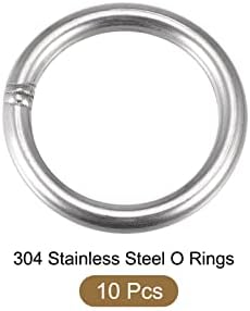 Metallixity 304 Aço inoxidável o anéis 10pcs, anel redondo soldado - para objetos pendurados