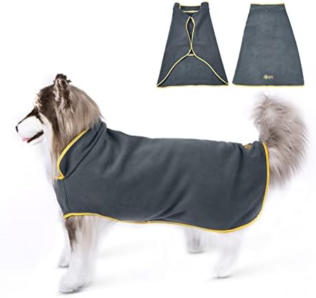 Colete de lã de cães do Own Pets, jaqueta de estimação de casaco de cachorro ajustável com fitas mágicas, jaqueta de inverno frio para raças de cães grandes, grandes - cinza