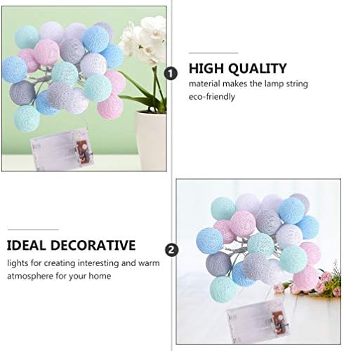 Vorcool 2pcs 5m Cotton Ball String Fairy Night Light 20 LED String Outdoor Light para festa festiva em casa natal, Precisa