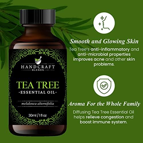 Óleo essencial para a árvore do chá manual - puro e natural - óleo essencial de grau premium para difusor e aromaterapia - 1 fl oz
