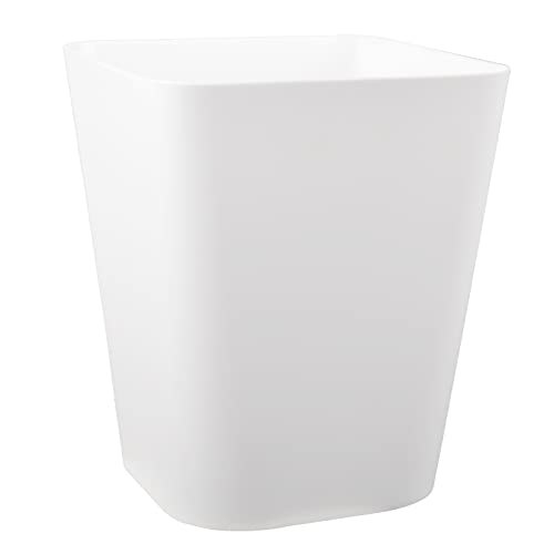 Rejomiik Pequeno lata de lixo, cesto de lixo de plástico Slim 1,6 galão lata de lata de recipiente para banheiro, escritório, quarto, casa, quartos infantis, cozinha, quadrado, branco