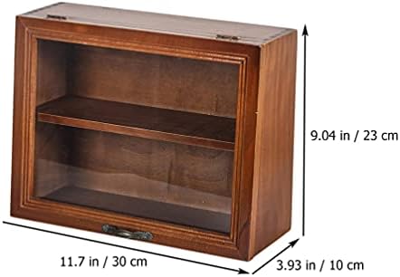 Caixa de pão de bambu Doitool com janela frontal transparente, caixa de armazenamento de pão de duas camadas de camada caixa
