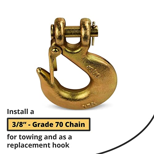 DC Cargo G70 Clevis Slip Hook com trava de segurança - 3/8 polegadas grau 70 Clevis Hooks - Pesado para o transporte de caminhões