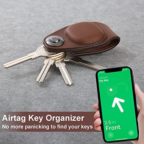 Organizador de chave de couro HLHGR para Airtag ， Airtag Keyther Keychain -Holder de Airtag Hidden -Suits para teclas longas