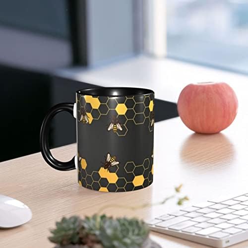 Yrebyou Honeycomb Bee Coffee Caneca 11oz - Copo engraçado de chá de cerâmica para homens Escritório de homens e canecas