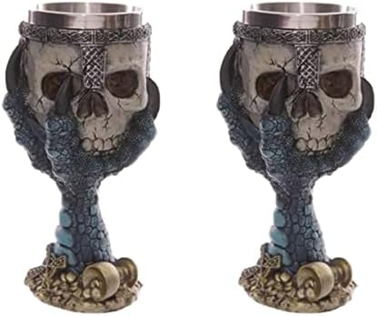 PretyZoom 2 PCs Halloween Goblet vidro de vidro Halloween Skull Skull Goble Retro Skull Wine