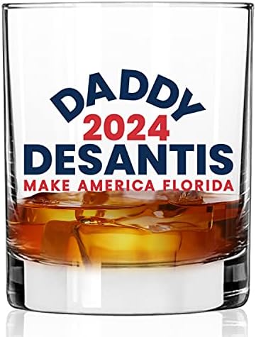 Caverna do Patriota Daddy DeSantis | 11 Oz Bourbon Whisky Rock Glass | Voas de degustação de uísque antiquadas para homens |