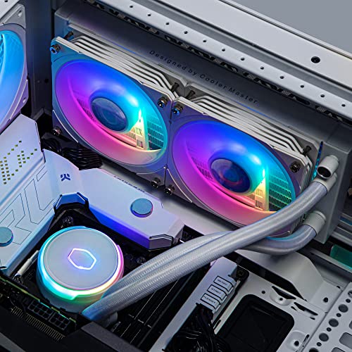 Cooler Master Masterliquid PL240 Flux White Edition CPU Cooler líquido - sistema de resfriamento de água AIO, ventiladores