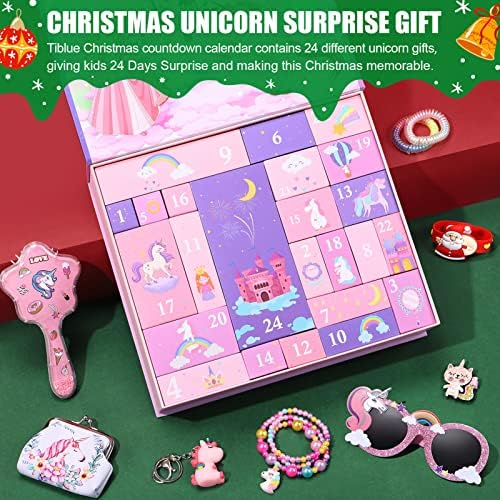 Calendário do Advento Tiblue 2022 Girls - Unicorns Gifts For Girls Calendário de contagem regressiva de Natal 24 dias de surpresas