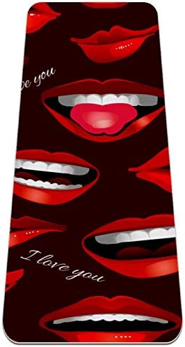 Lips Sexy Red Premium Premium grosso de ioga MAT ECO AMPLEMAGEM DE ECO RORBORAÇÃO E SATION ONL SLIP para todos os tipos de ioga