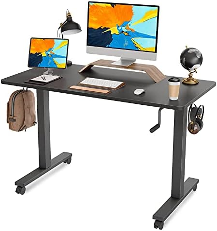 Famisky manivela de altura ajustável mesa em pé, 48 x 24 polegadas manual de mesa de stand up, sentar estação de trabalho