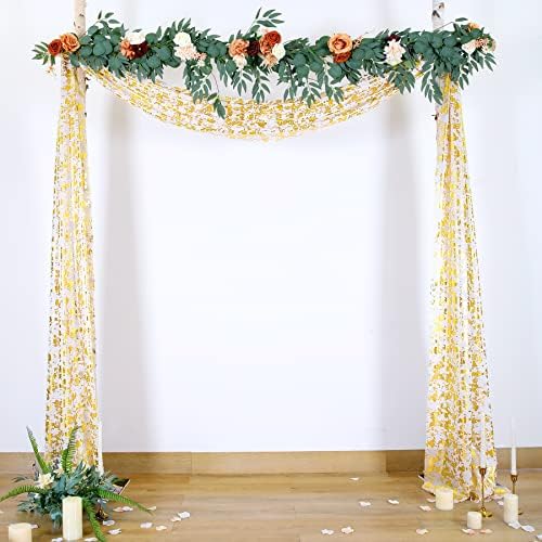 Partisky Wedding Arch Drapeing Tecido 1 Painel 6 jardas de tecido dourado de tecido de pano de pano de fundo para a cerimônia de festa