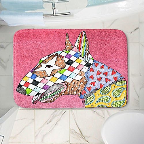 Dianoche projeta banho de espuma de memória ou tapetes de cozinha de Marley Ungaro Bull Terrier Dog Pink, grande 36 x 24 em