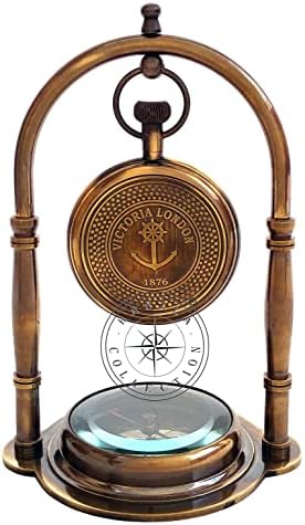 Hanzla Collection Maritime Compass Base Tabela náutica Relógio Antigo Brass Hanging Relógio Victoria London Pocket Watch