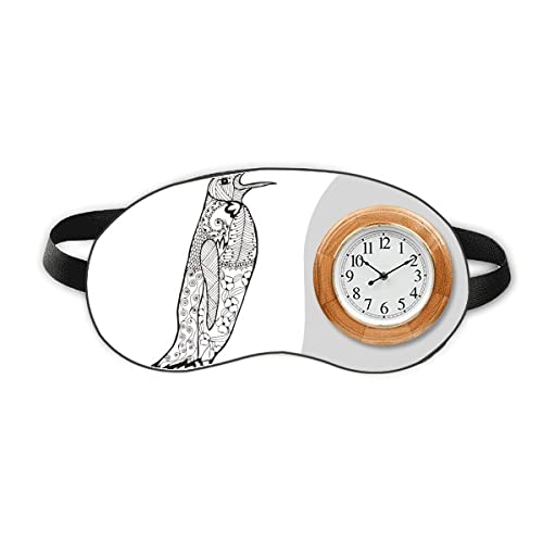 Cute Penguin Animal Retrato Sketch Sleep Eye Head Clock Travel Shade