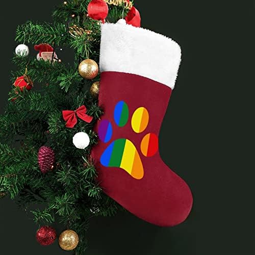 LGBT Paw Pride Christmas Solvendo meias de meia para a decoração da casa de férias da árvore da árvore de Natal