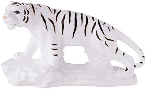 4,5 polegadas feng shui tigre branco - artesanal e decorada porcelana chinesa fina, estatueta 149-658