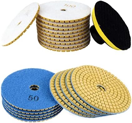 UXCELL de 3 polegadas e 4 polegadas Diamante Polishing Poods Discs Grit 50 10 PCs para mármore de pedra de concreto