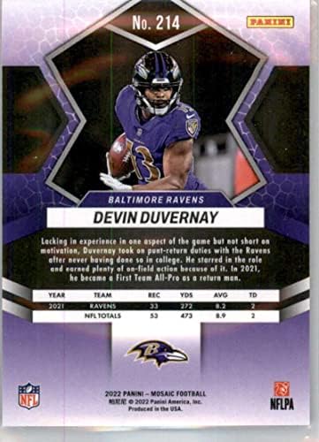 2022 Panini Mosaic 214 Devin Duvernay Baltimore Ravens NFL Futebol Trading Card