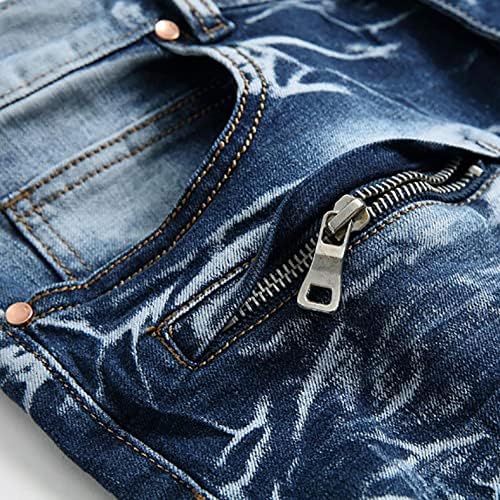 Calça jeans skinm de jeans magra de NYYBW - angustiado - calça de calça de calça de jeans de bicicleta de moto de moto de fato com
