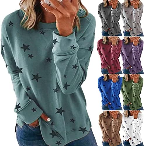 Women Sweatshirt Crewneck de manga longa Pullover casual solto de tamanho grande Tampes estampadas