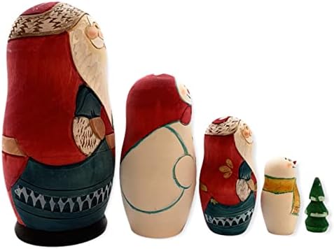 Ano Novo Set Wooden Set Russian Papai Noel Pai Frost, Ded Moroz Conjunto de 5 brinquedos artesanais decoração de casa.