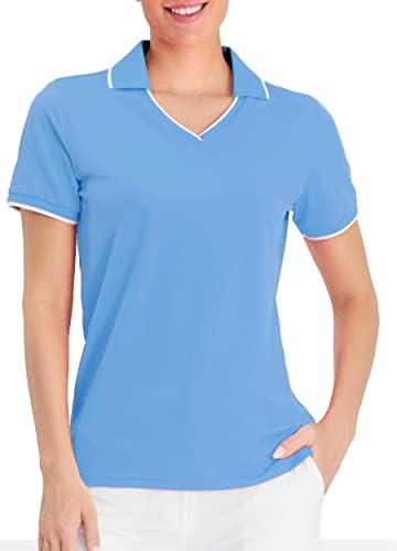 Camisas de pólo de golfe feminino para mulheres para mulheres upf 50+ Manga curta Treino V Tennis de pescoço Running camisetas