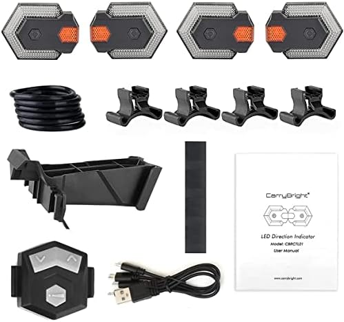 Luz de bicicleta de bicicleta Goldfox USB recarregável, sinais de giro de bicicleta para frente e traseira, luzes traseiras