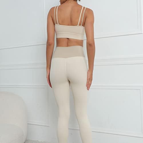 Echeson 2 conjuntos de calças de sutiã ioga ioga de ioga esportiva respirável de duas peças