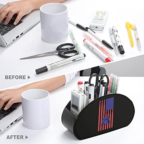 Drummer USA Flag Remote Control Holder/Caddy/Box/Bandey com 5 Compartamentos PU Organizador de couro PU com padrão impressa