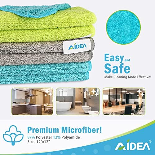 Panos de limpeza de microfibras AIDEA-12pk, mais macios altamente absorventes, sem fiapos grátis para casa, cozinha, carro, presentes de janela