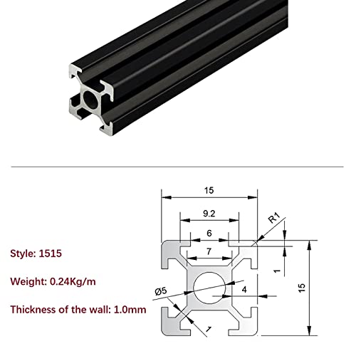 MSSOOMM 4 PACK 1515 Comprimento do perfil de extrusão de alumínio 98,43 polegadas / 2500 mm preto, 15 x 15mm 15 Série T tipo