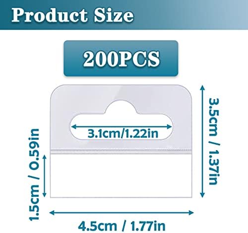 Pendurar tags, guias adesivas 200pcs limpar guias auto adesivas orifícios slot pendure abas 1.8x1.4inch guias penduradas